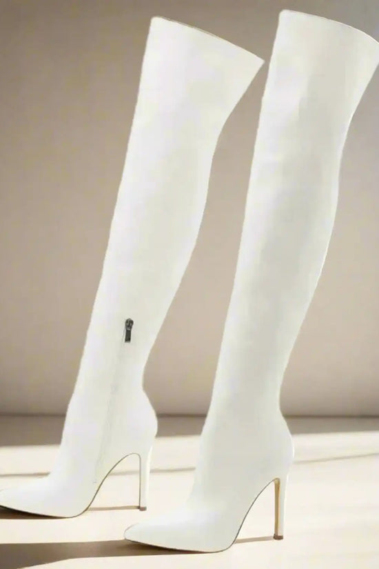 Shiny Stiletto High Heels Over-the-Knee Boots - Fashionfitz