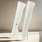 Shiny Stiletto High Heels Over-the-Knee Boots - Fashionfitz