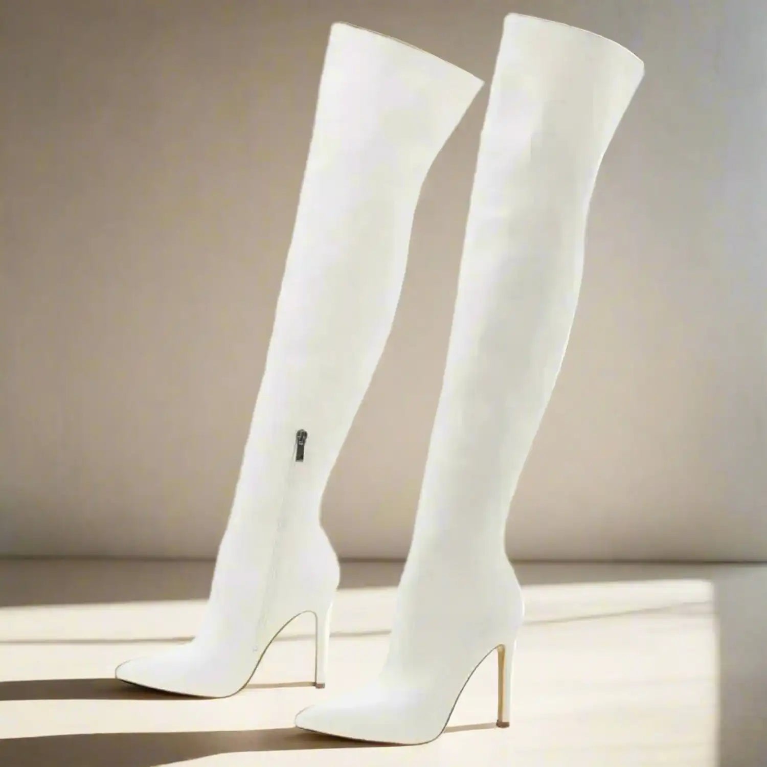 Shiny Stiletto High Heels Over-the-Knee Boots - Fashionfitz