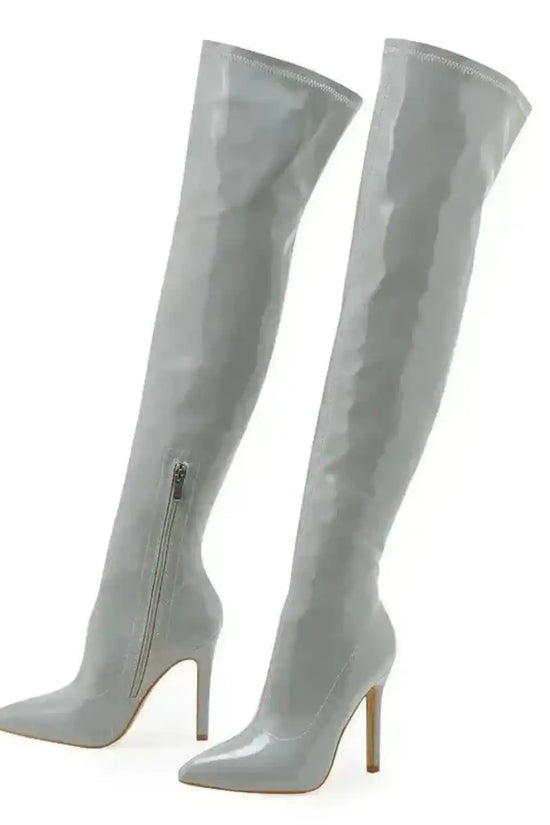 Shiny Stiletto High Heels Over-the-Knee Boots - Fashionfitz