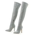 Shiny Stiletto High Heels Over-the-Knee Boots - Fashionfitz