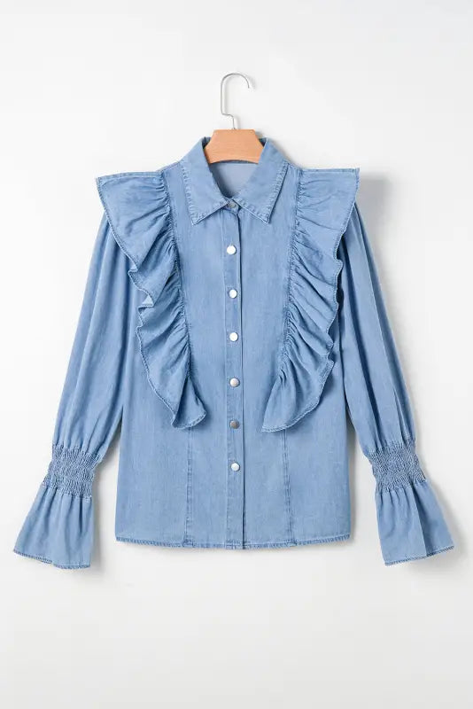 Shirred grace chambray shirt | women’s denim shirts | fashionfitz