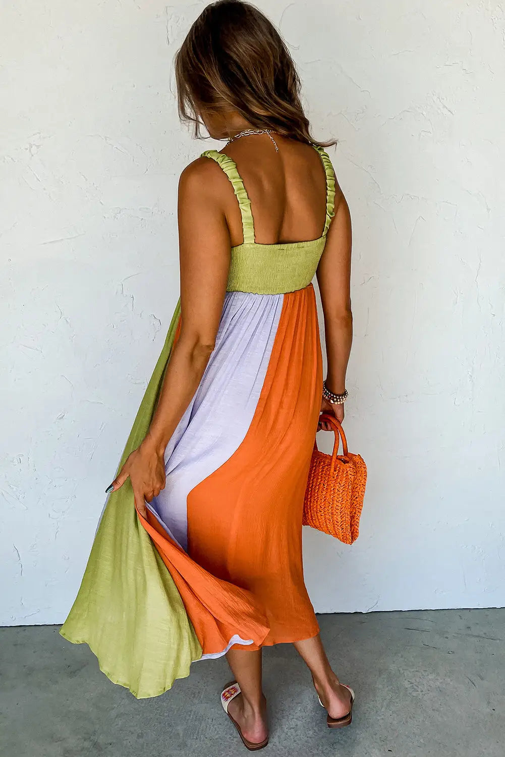 Shirred high waist fit and flare maxi dress - dresses