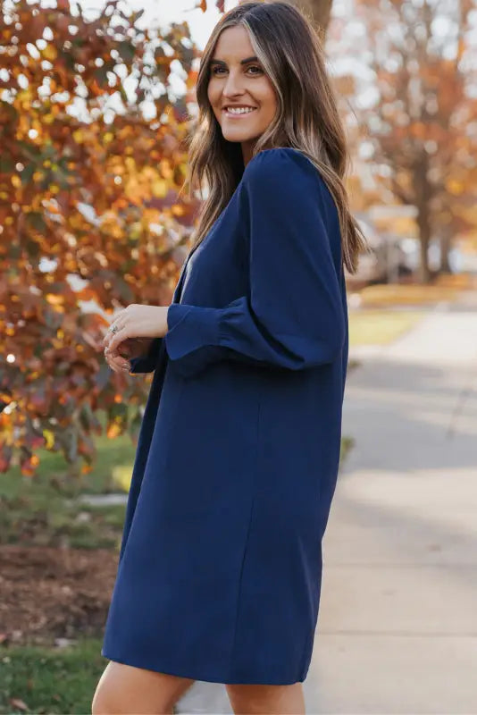 Shirt dress - green split v neck ruffled sleeves - mini dresses