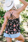 Black Floral Strappy Back Tank Top - Fashionfitz