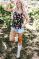Black Floral Strappy Back Tank Top - Fashionfitz