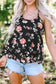 Black Floral Strappy Back Tank Top - Fashionfitz