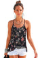 Black Floral Strappy Back Tank Top - Fashionfitz