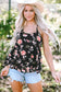 Black Floral Strappy Back Tank Top - Fashionfitz