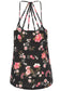 Black Floral Strappy Back Tank Top - Fashionfitz