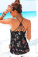 Black Floral Strappy Back Tank Top - Fashionfitz