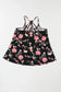 Black Floral Strappy Back Tank Top - Fashionfitz