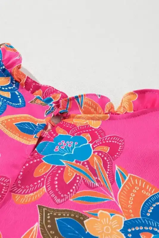 Short Puff Sleeve Floral Blouse - Fashionfitz