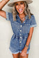 Short sleeve denim romper