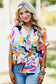 Short sleeve shirt - abstract leafy print - tops/blouses & shirts