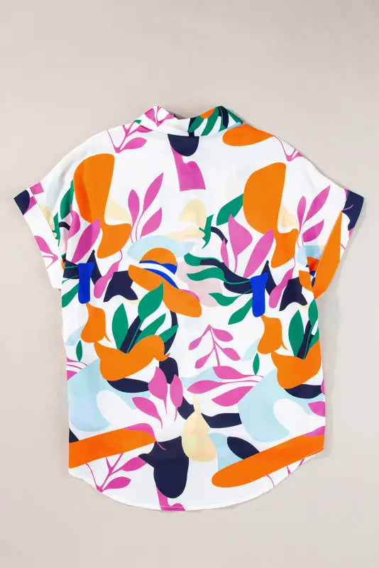 Short sleeve shirt - abstract leafy print - tops/blouses & shirts