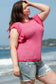 Short sleeve sweater - rose red plus size - sweaters