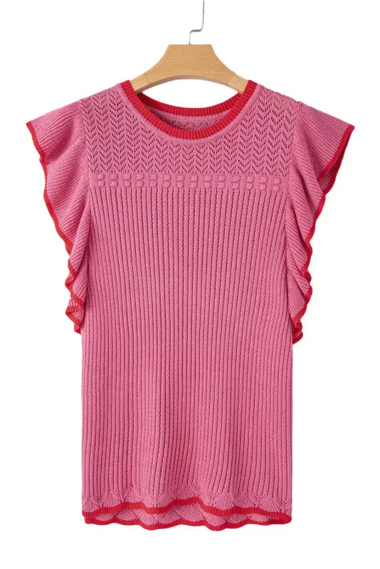 Short sleeve sweater - rose red plus size - sweaters