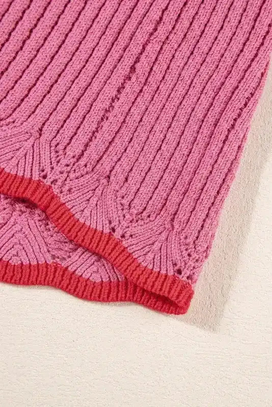 Short Sleeve Sweater - Rose Red Plus Size - Fashionfitz