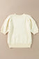 Short sleeve sweater - white rhombus pattern ribbed trim