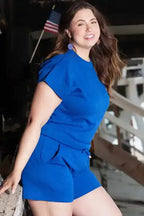 Shorts 2pcs Outfit - Dark Blue Plus Size - Fashionfitz