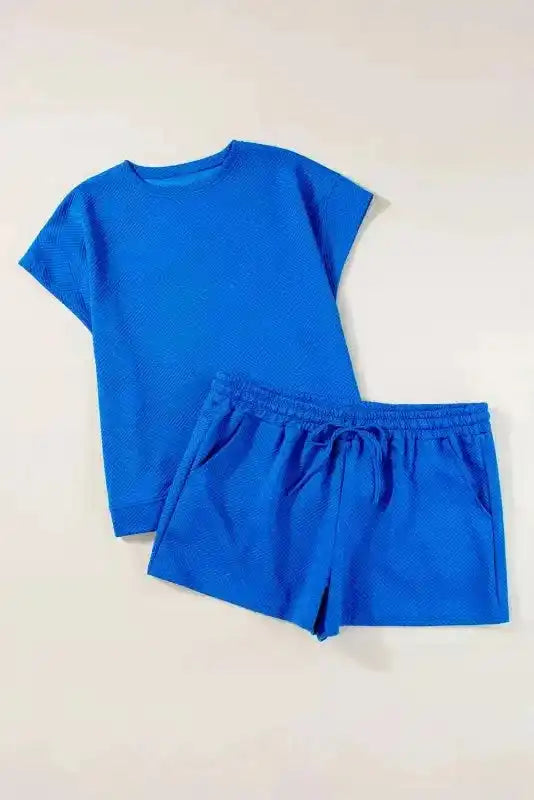 Shorts 2pcs Outfit - Dark Blue Plus Size - Fashionfitz