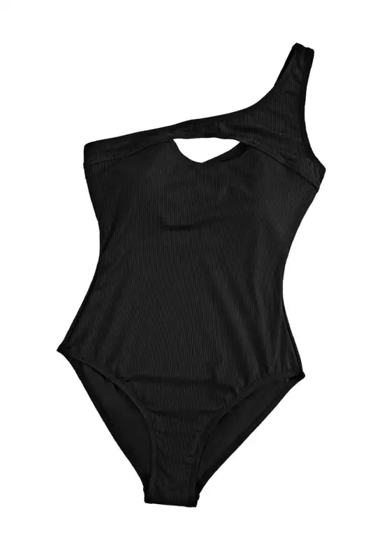 One shoulder hollowed piece swimsuit - swimwear/one