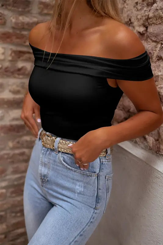 Off shoulder slim top - tops