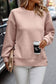 Black pale chestnut side buttons cable textured sweatshirt - tops