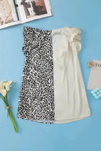 Silky Ruffle Sleeve Blouse- Leopard Print - Fashionfitz