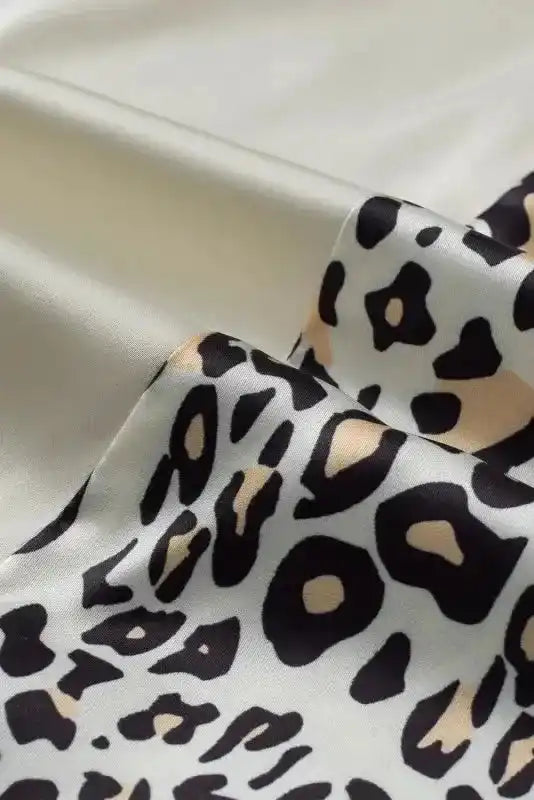 Silky Ruffle Sleeve Blouse- Leopard Print - Fashionfitz