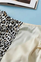 Silky Ruffle Sleeve Blouse- Leopard Print - Fashionfitz