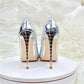 Silver snake skin pattern high heels stiletto shoes - pumps