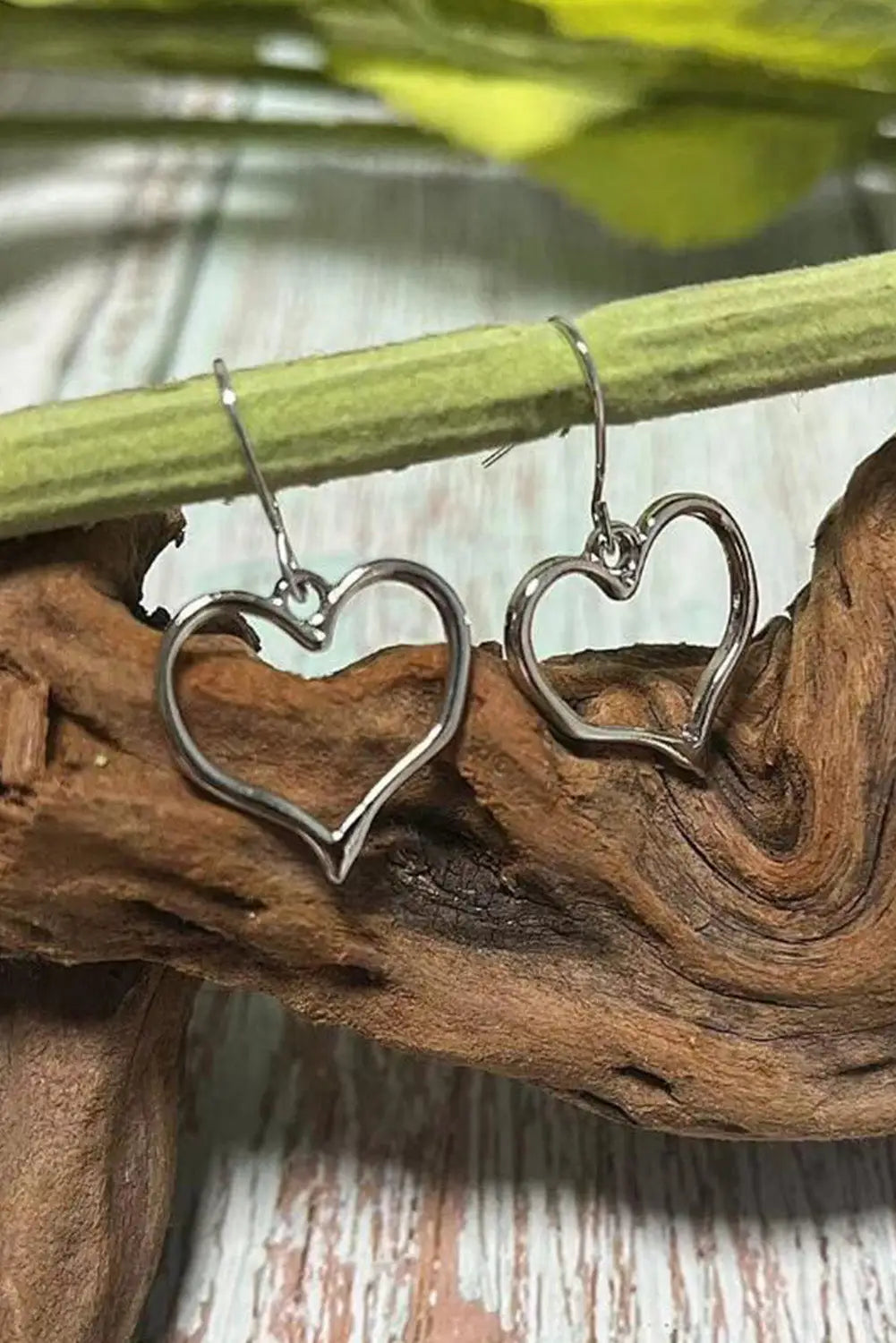 Silvery heart shape hook drop earrings - one size 100%alloy