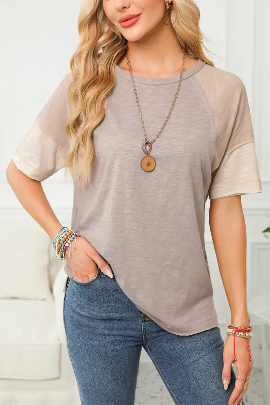 Simply taupe exposed seam loose tee