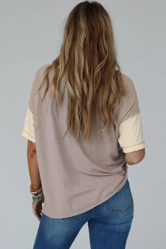 Simply taupe exposed seam loose tee