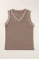 Simply taupe ribbed v neck tank top - tops