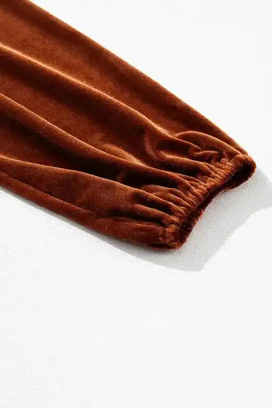 Elastic cuff detail of Skobeloff velvet blouse sleeve, emphasizing comfort and stylish fit for daily elegant wear.