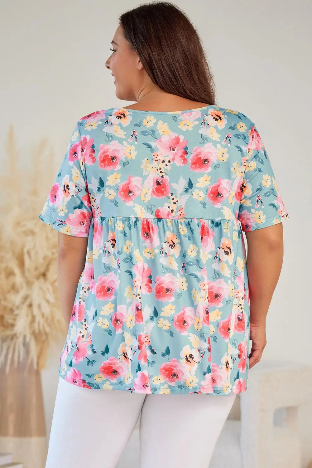 Sky blue boho print sleeveless high waist long floral dress - dresses