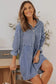 Sky blue buttoned long sleeve denim mini dress - dresses