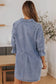 Sky blue buttoned long sleeve denim mini dress - dresses