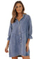 Sky blue buttoned long sleeve denim mini dress - dresses