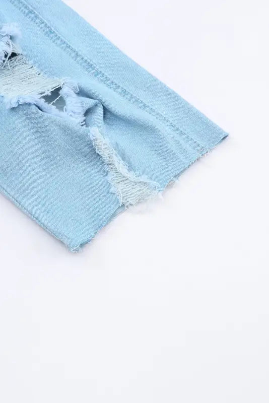 Sky blue constructed bib pocket distressed denim overalls - jumpsuits & rompers