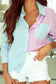 Sky blue contrast striped print shirt - blouses & shirts