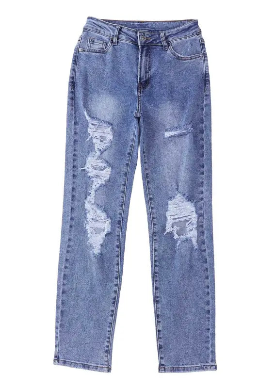 Sky blue distressed boyfriend jeans