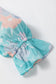 Sky blue floral split neck ruffled puff sleeve blouse - tops