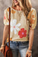 Sky blue flower bubble sleeve tee