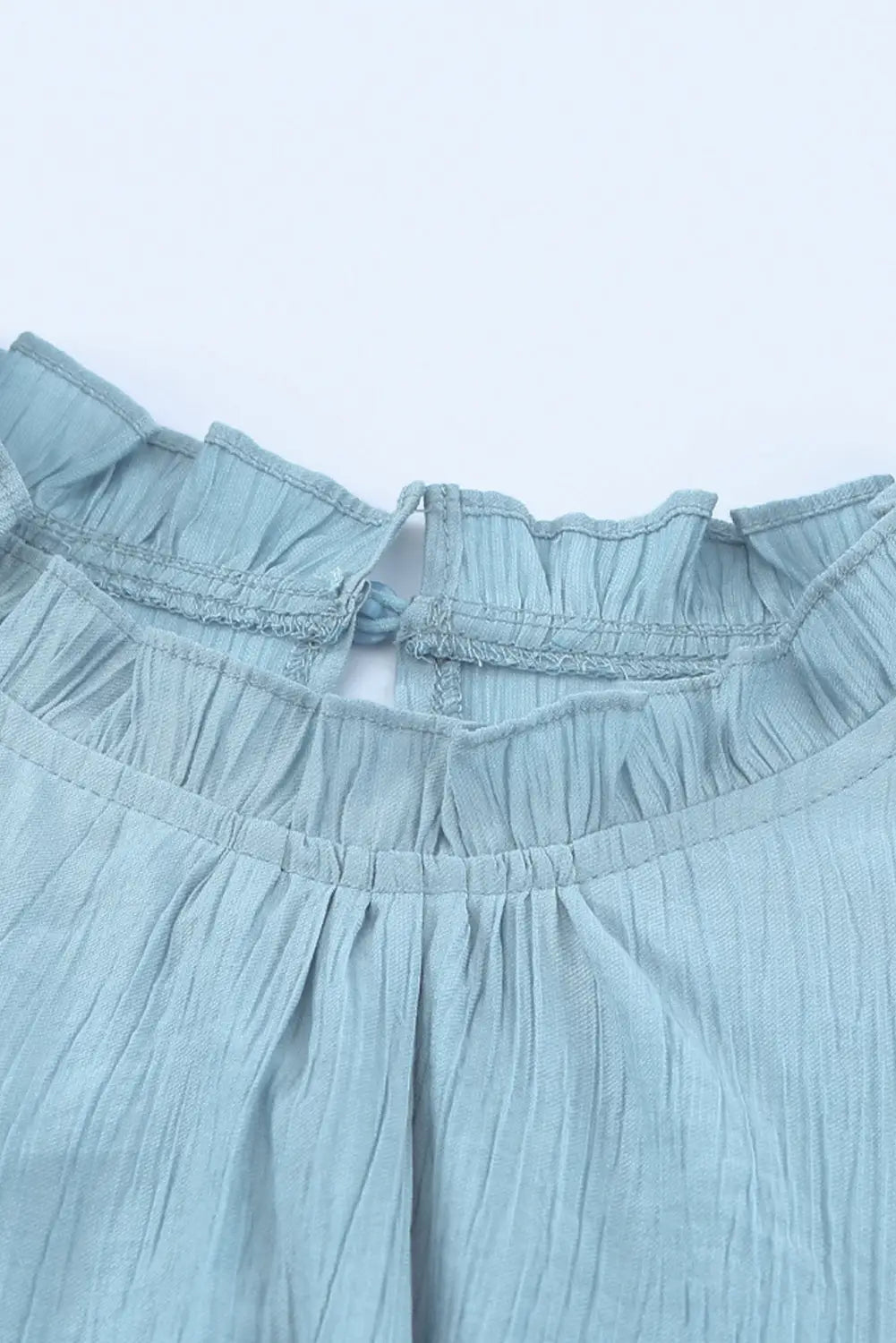 Sky blue frilled neck sleeveless tiered tulle dress - mini dresses