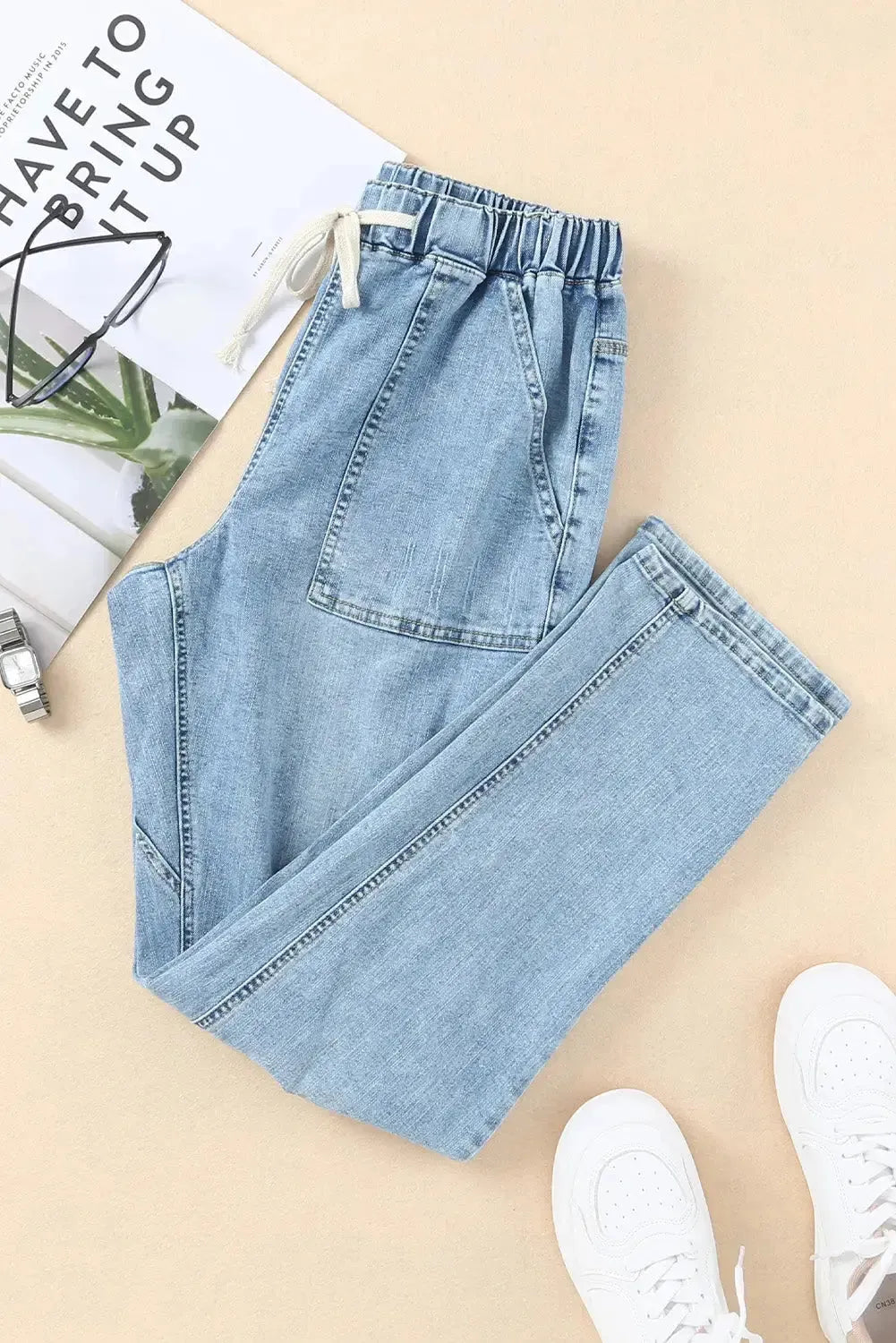Distressed Denim Joggers - Fashionfitz