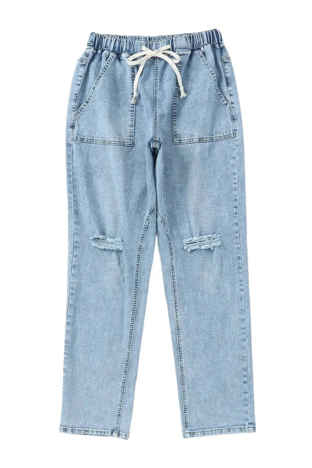 Distressed Denim Joggers - Fashionfitz